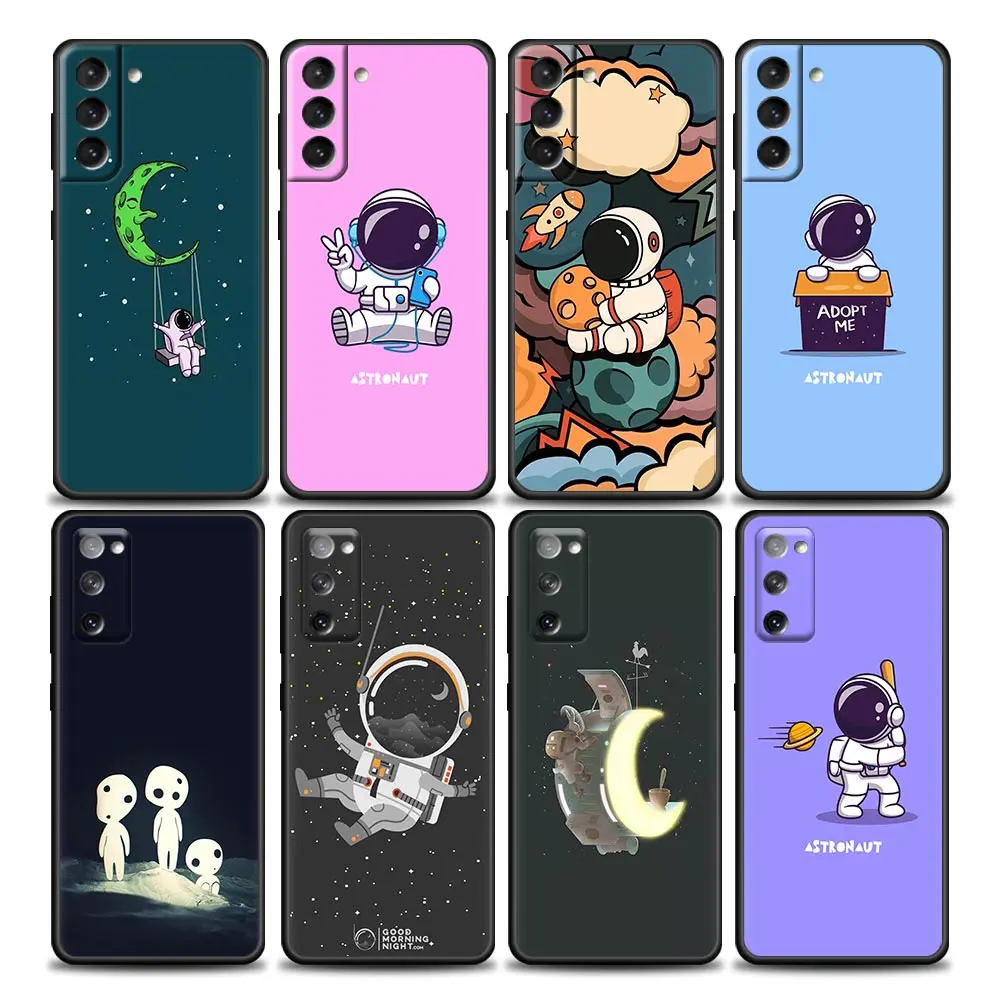 

Cute Cartoon Astronaut Spaceman Phone Case for Samsung Galaxy S7 S8 S9 S10e S21 S20 Fe Plus Note 20 Ultra 5G Soft Silicone