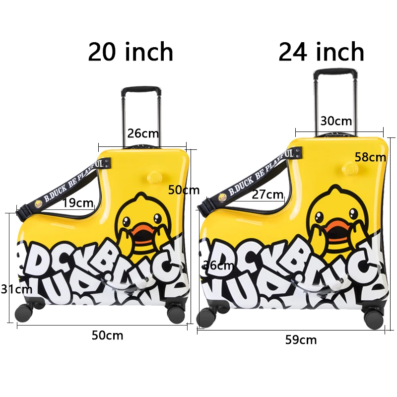 AO WEI LA Travel Suitcases PC Kids' Luggage Suitcase with Wheels Ride-On  Rolling Trolley Case Fits to Kid 1-12 Years Old 20 24