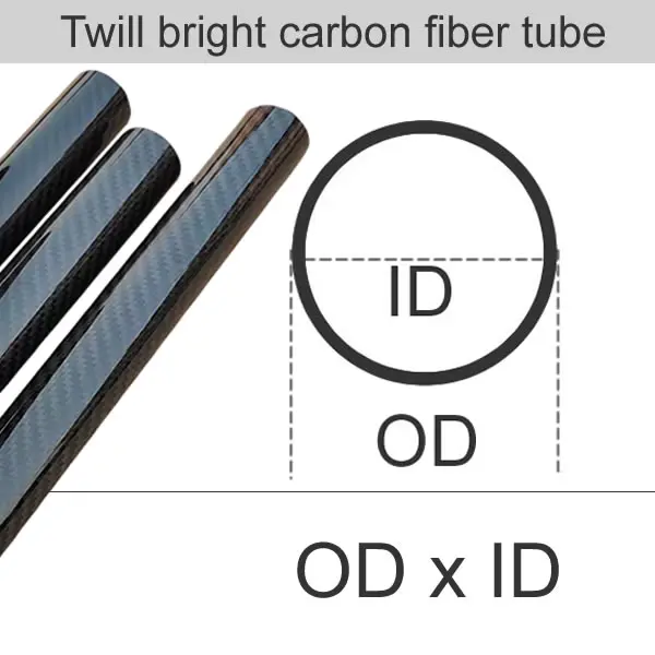 

3K саржевая трубка из углеродного волокна Полая рулонная карбоновая труба Низкая плотность Яркая матовая Используется для автомобильных приводных валов OD 21 22 23 25 мм