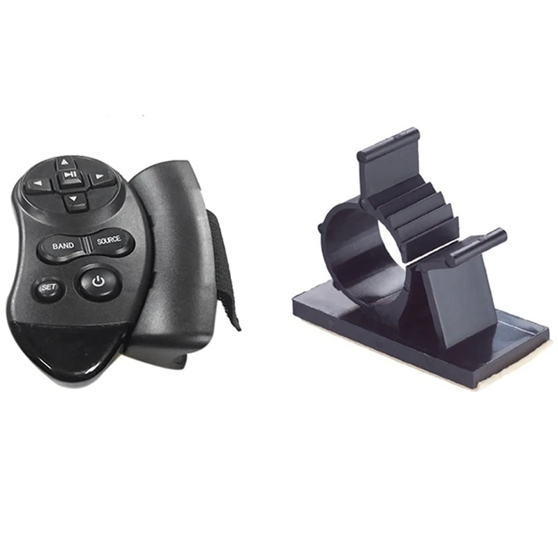 

20Pcs Black Adjustable Plastic Cable Clamps & 1X Universal Car Steering Wheel Remote Control Learning For Car Cd Vcd Dvd