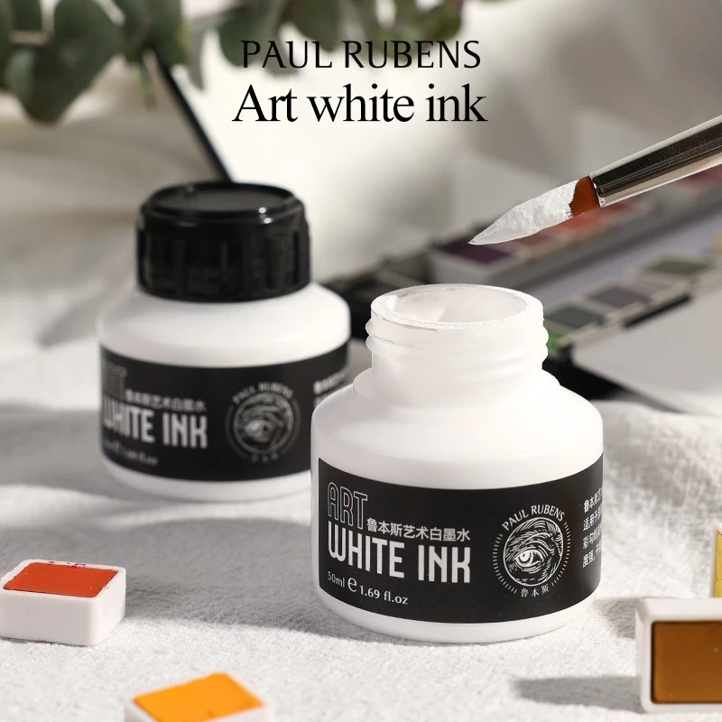 

Paul Rubens 50ML Watercolor White Ink Quick Drying High Coverage Pigments Paints For Artist Student Beginners Art Supplies