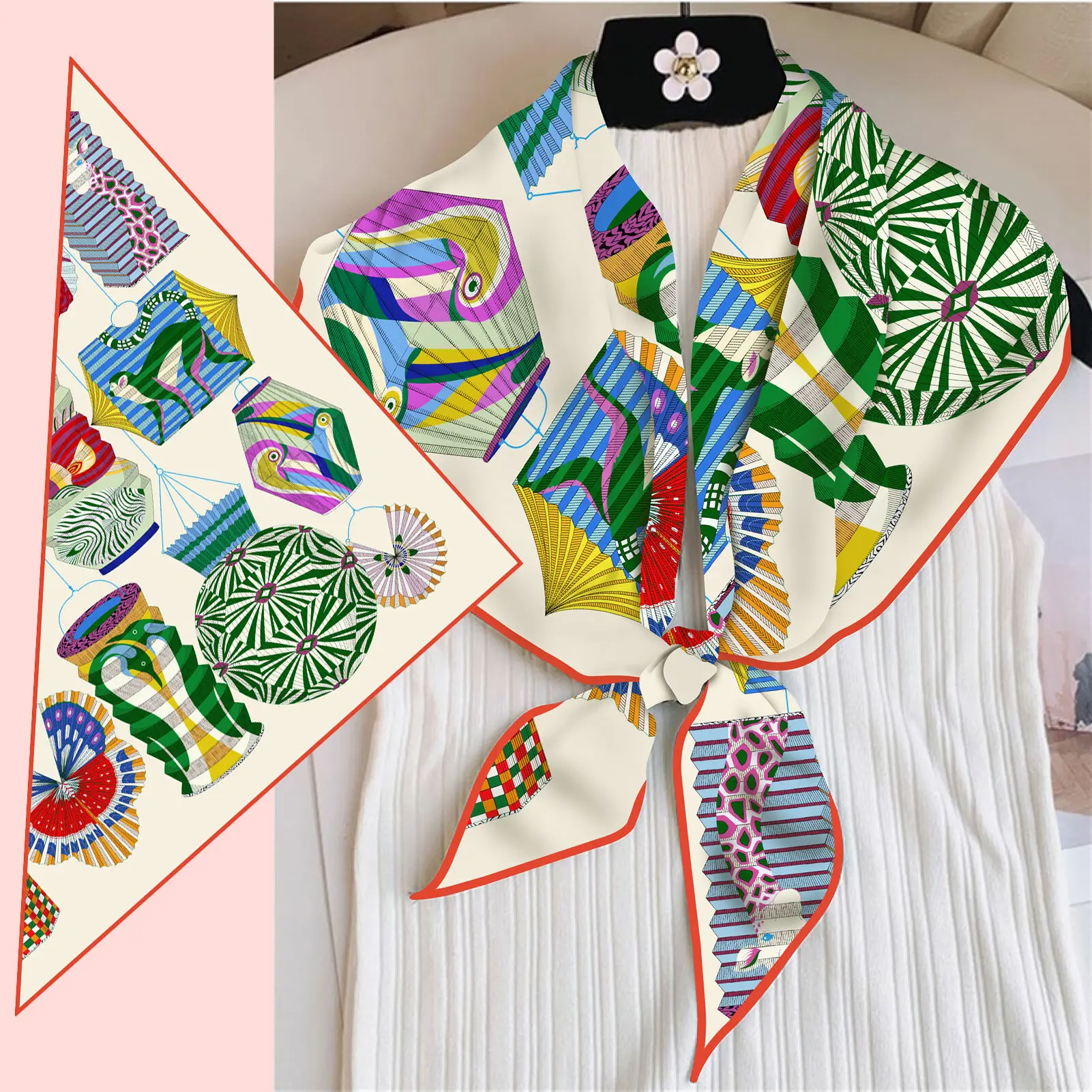 2023 новый тонкий треугольный Шелковый саржевый шелковый шарф для лета верхняя