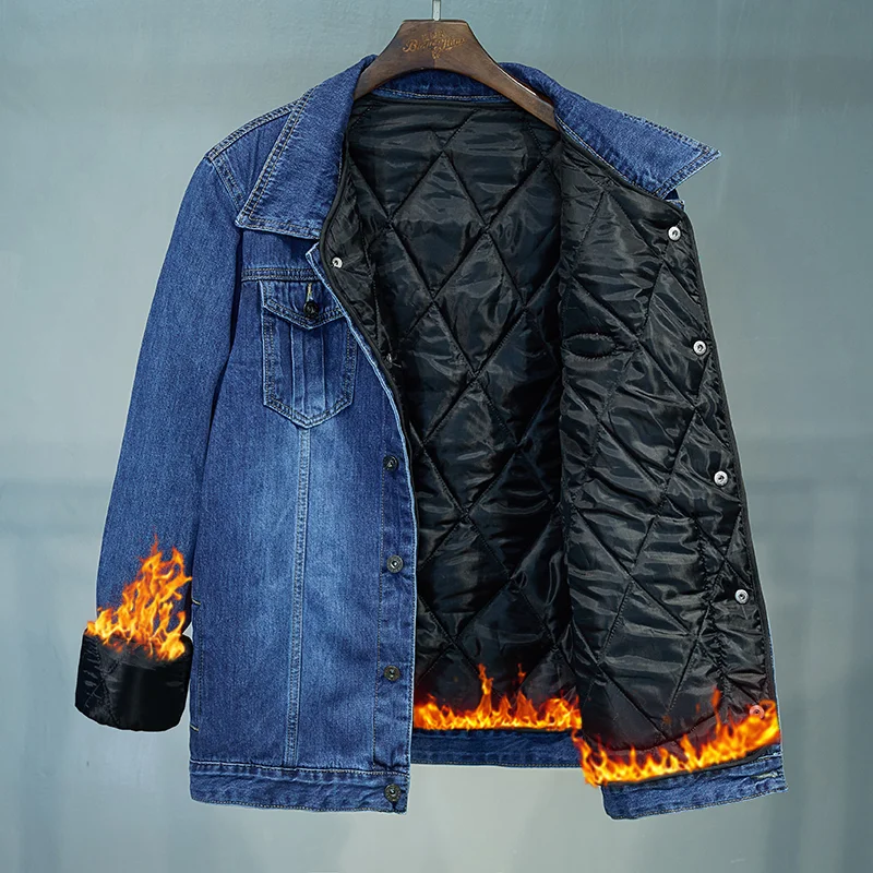 

Oversized Men's Winter Thicken Keep Warm Liner Detachable Denim Jackets 2022 New Fashion Trend Cotton Casual Coat Brand Clothing