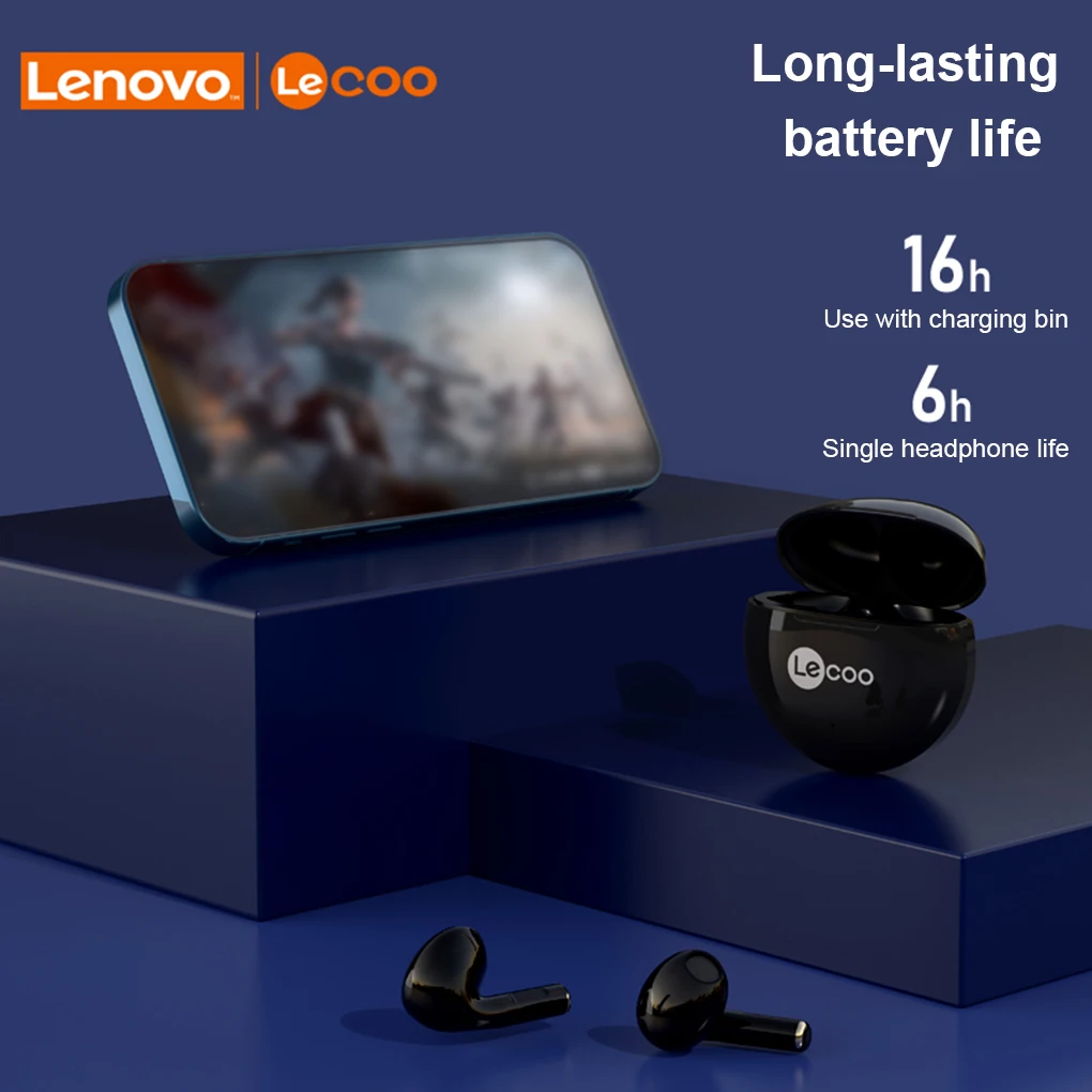 

Оригинальная Беспроводная Bluetooth-гарнитура Lenovo Lecoo C2, 5,1 дюйма, Hi-Fi-стереогарнитура с сенсорным управлением, совместима со всеми телефонами