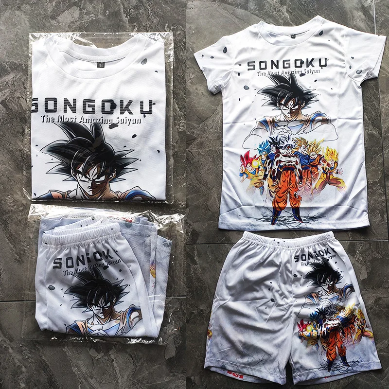 Anime Dragon Ball Z Clothes Sets Kids Boys T-shirts Summer Beach Suit Dragon Ball T Shirt Shorts 2 Pcs Suits Children Clothing