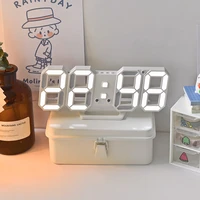 led digital wall clock table alarm clock light electronic creative time display snooze function with temperature bedroom