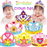 creative kids birthday crown hat diy toys colorful sequins crown flower hairband children baby headband party decoration gifts