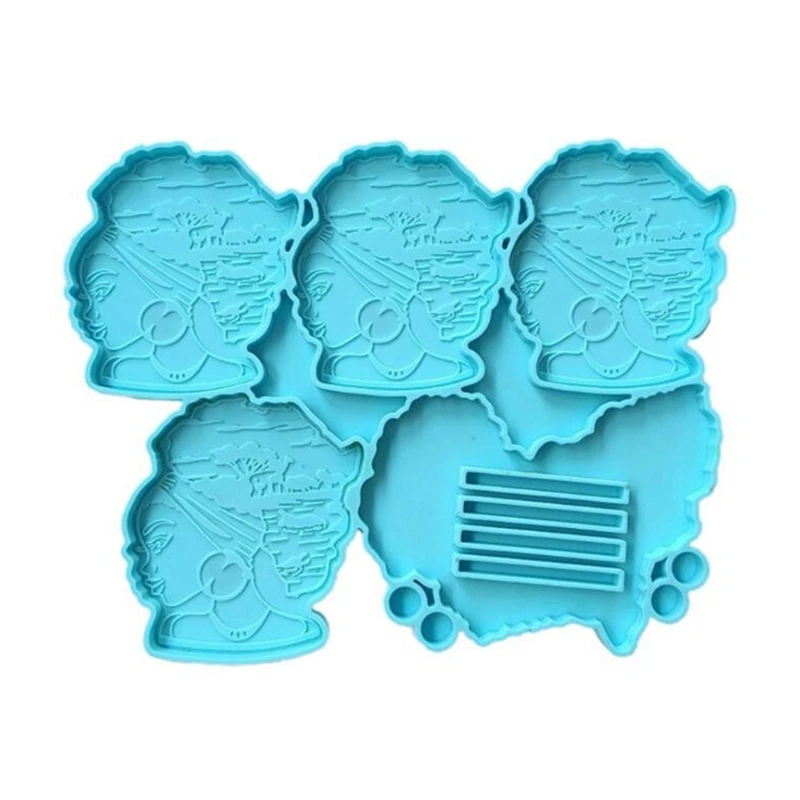 

Afro Female Coaster Resin Molds, 4 Cavity Coaster Silicone Molds, Storage Stand Molds For Cups Mats, Home Decoration