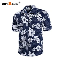 covrlge hot sale mens clothing casual fashion printed mens shirt single breasted cardigan short sleeve shirts for men mcs174