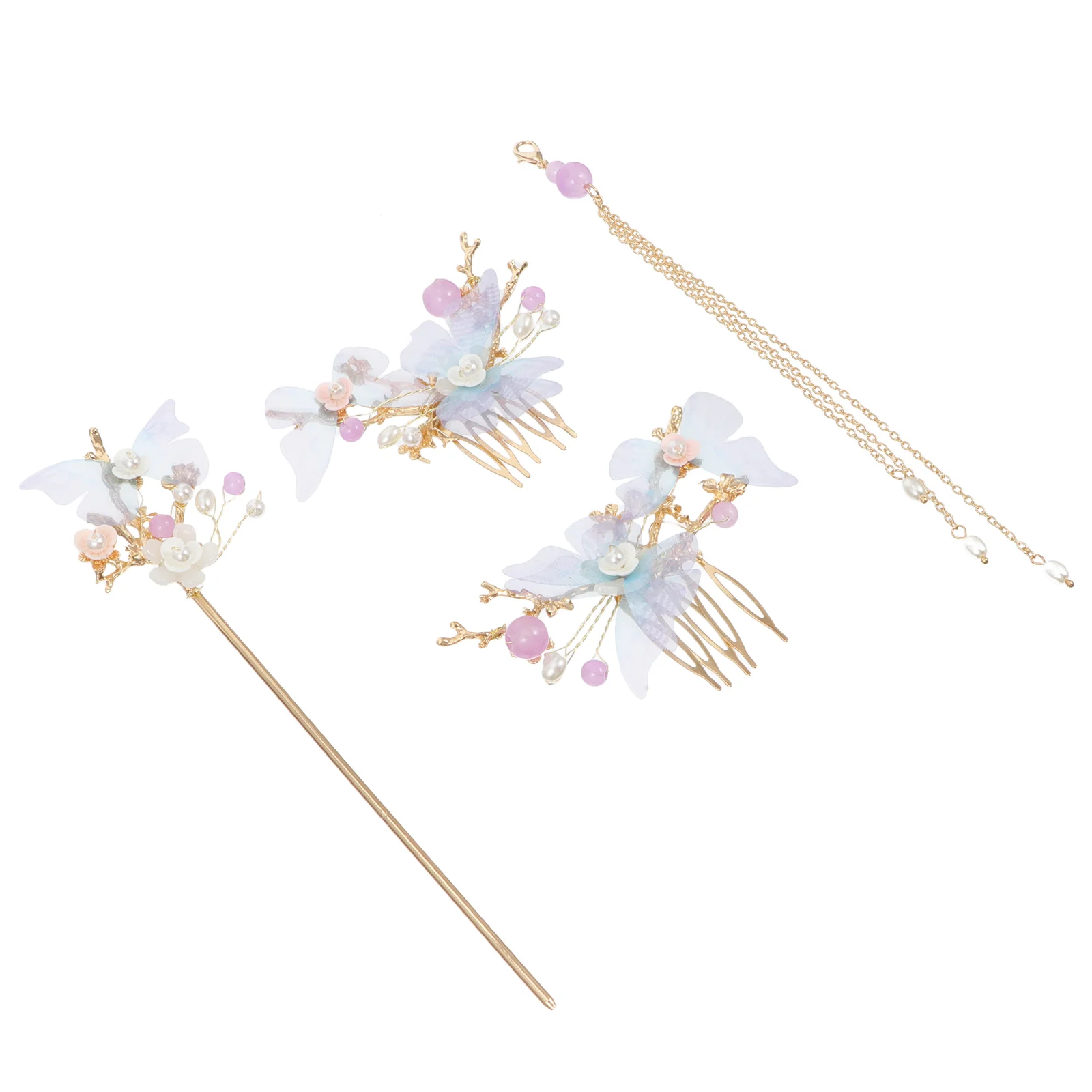 

Blue Butterfly Comb Girl Hair Clip Accessories Retro Clips Hairsticks Chinese Chopsticks Metal