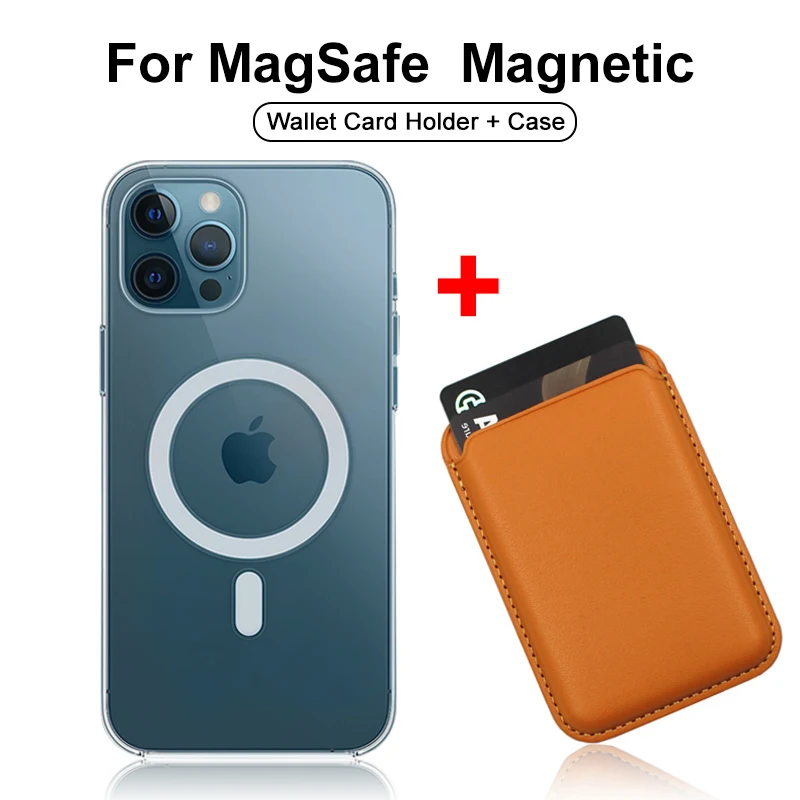 

Магнитный чехол для беспроводной зарядки Magsafe для iPhone 11, 12, 13 Pro Max, мини-держатель для карт, кожаный кошелек X, XS, XR, 7, 8 Plus, чехол