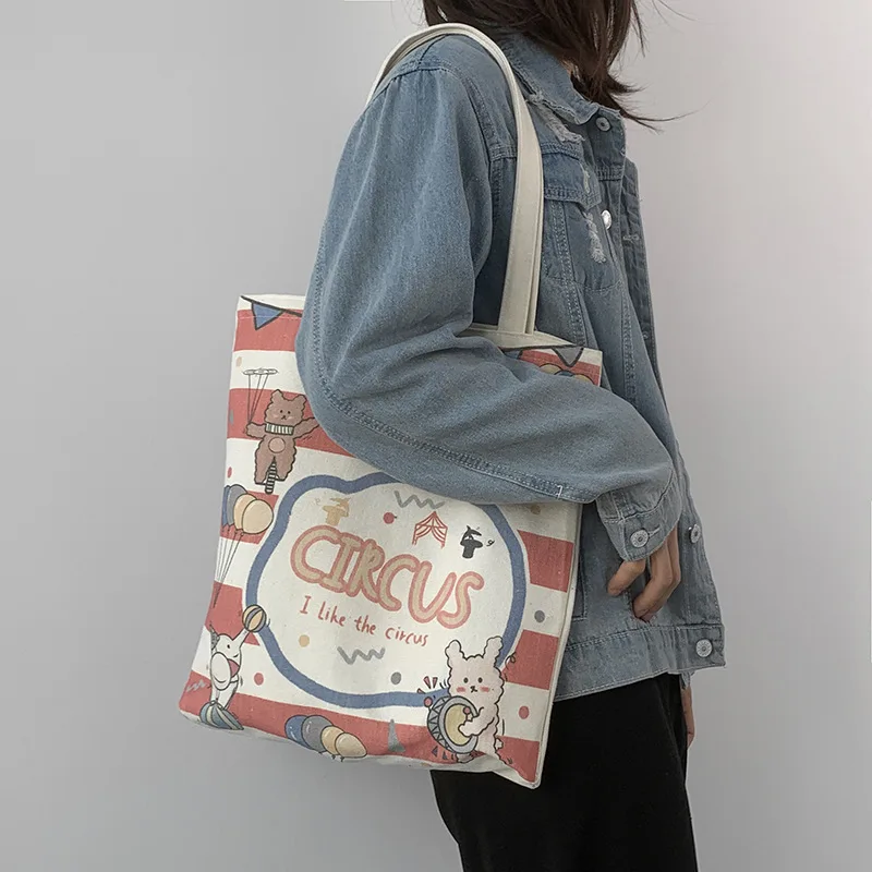 

Bfuming Women Canvas Shoulder Bag Cute Print Ladies Shopping Bags Grocery Handbags Tote Books Bag For Girls