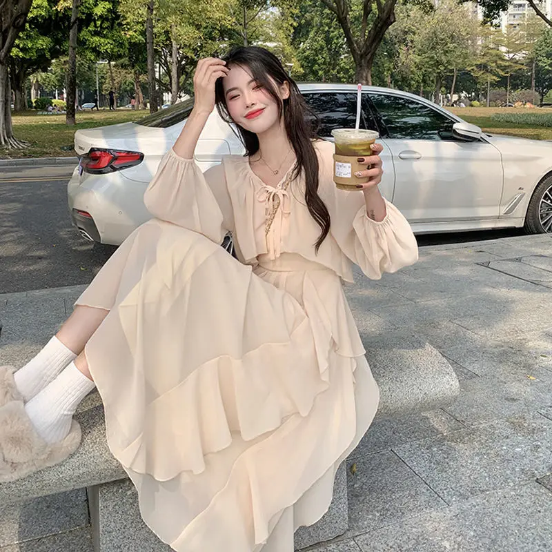 

Sets Blouses Dresses Women All-match Elegant Casual Trendy Ins Cozy Ruffles New Design Summer Sweet Lady Simple Basic Hot Sale