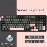 wired mechanical pc gaming keyboard linear switch 98 keys hotswappable gasket structure rgb macro set kb gamer accessories