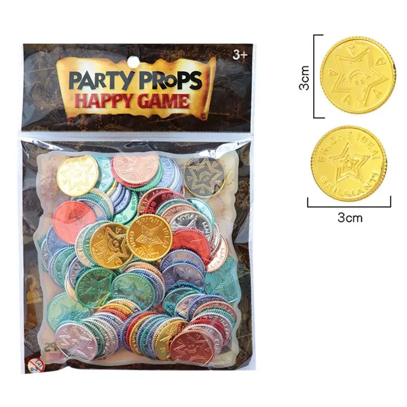 

Lucky Pirate Gold Coins Plastic Set of 100,Play Gold Treasure Coins for Play