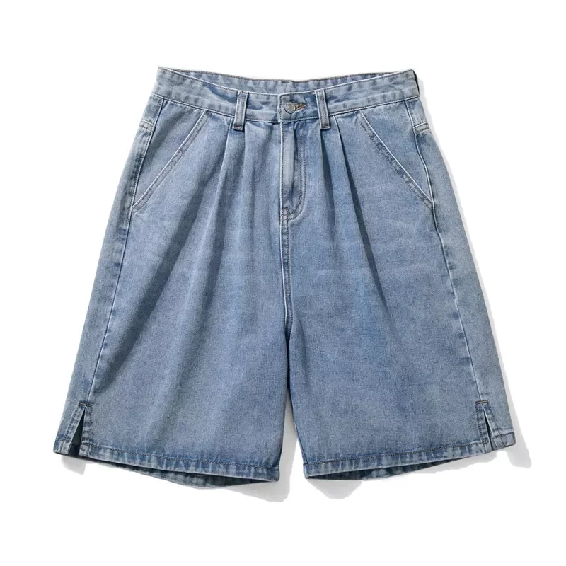 

NEW IN Style Summer Men's Blue Baggy Short Jeans 2022 New Streetwear Wide Leg Denim Shorts Black Male Brand
