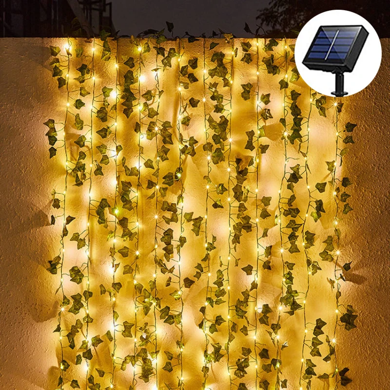

Solar Vine String Lights Outdoor Water Resistant Ivy Lights LED Artificial Green Plant Decoration Maple Leaf Garland Lamp