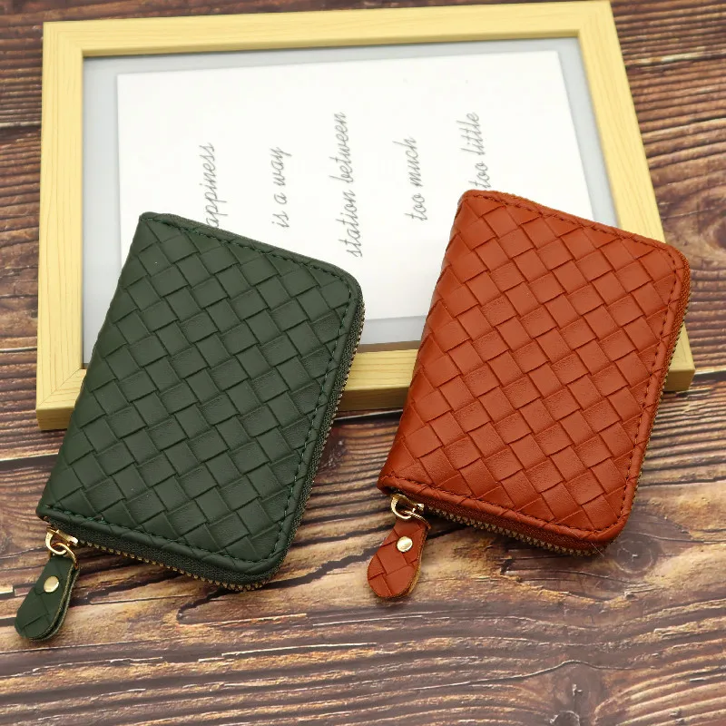 New Fashion Braided Pattern Multi-function Organ Bag Large Capacity Multi-card Clip Credit Card Sleeve