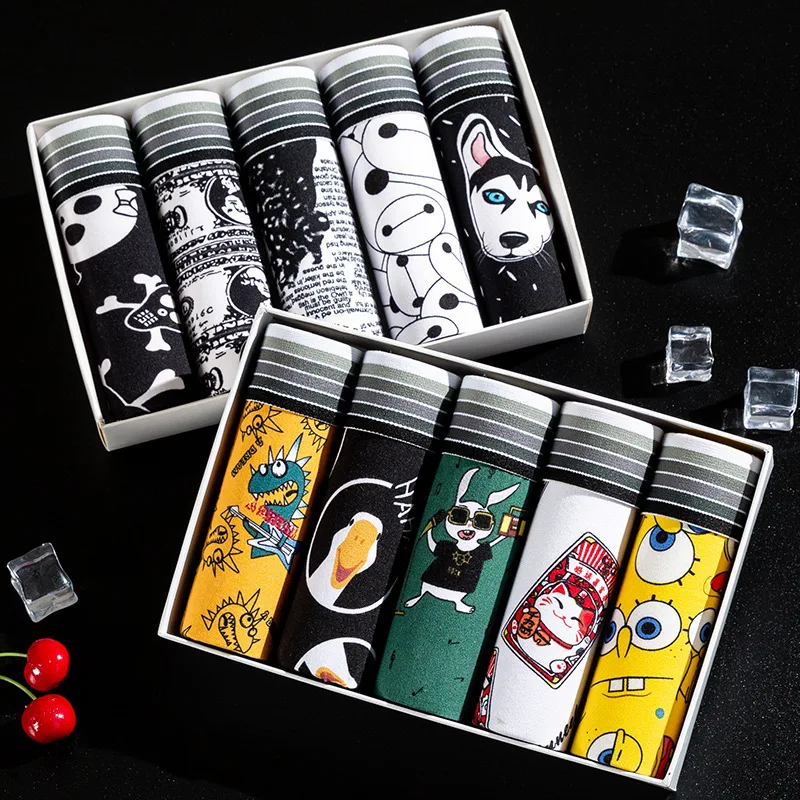 

4PCS/Lot Men's underwear cute cartoon underpants male pure men panties shorts underwear boxer shorts boxer para hombre