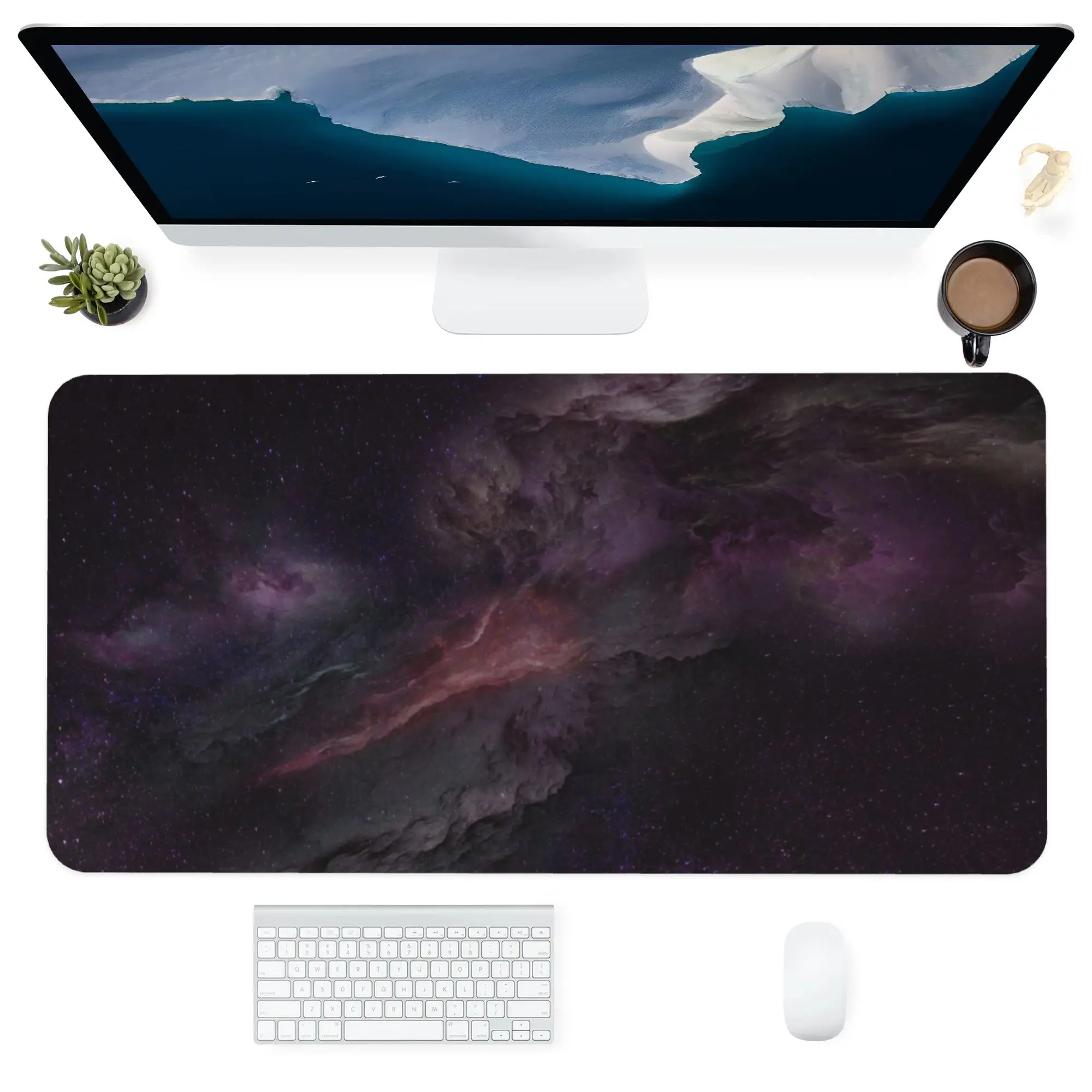 

Computer Office Mouse Pad Keyboards MousePad Accessorie Supplies Washable Personalized Desk Pads Mat Blue Red Mist Pattern Gift