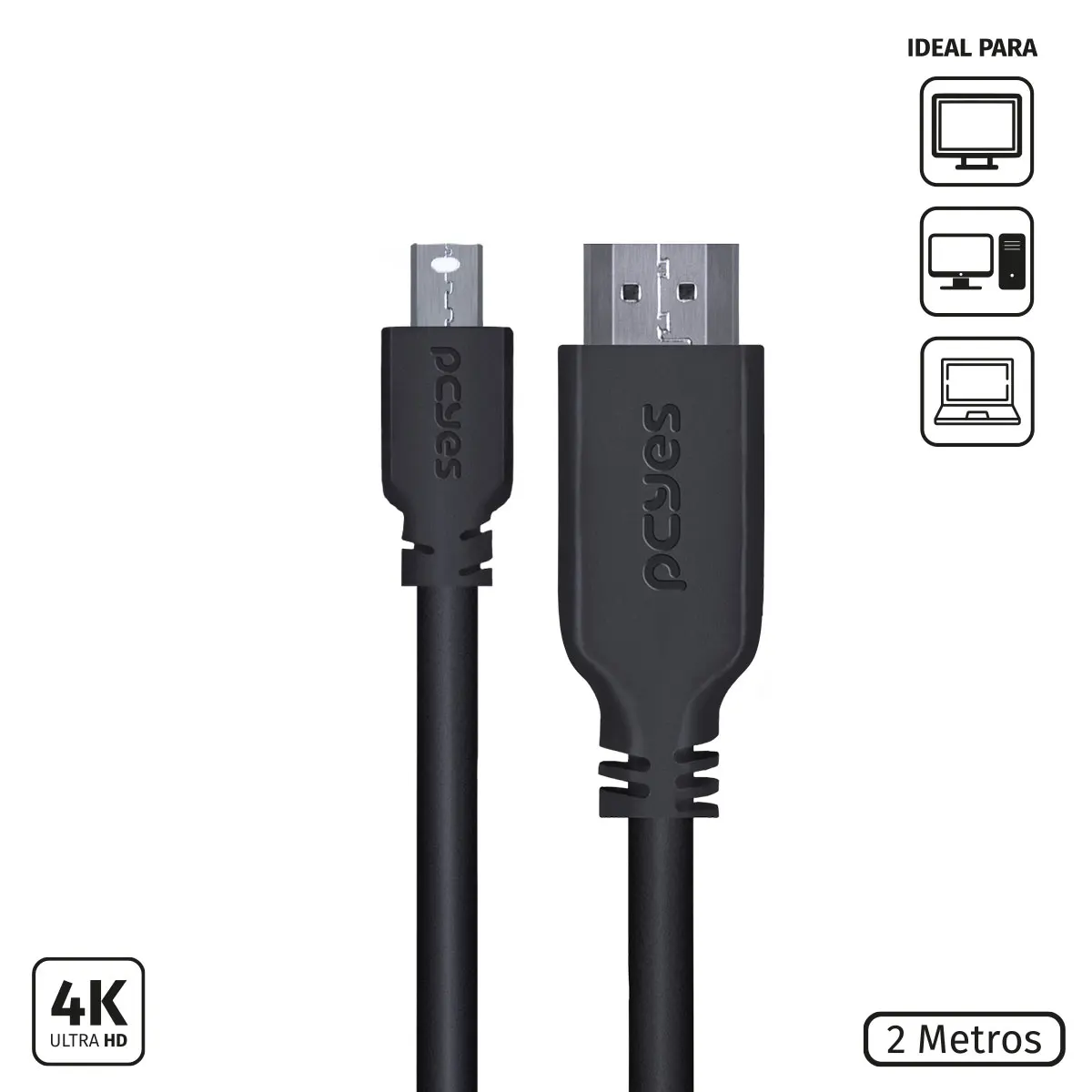 

MINI DISPLAYPORT MACHO CABLE FOR HDMI 2.0 MACHO 2 METERS-PMDPH4K-2