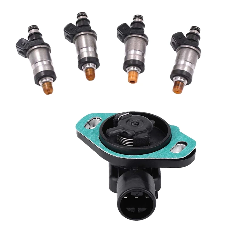 

4Pcs Injector Fuel Nozzle For Honda Accord Odyssey Prelude With TPS Throttle Position Sensor 06164PM5A02 For Acura