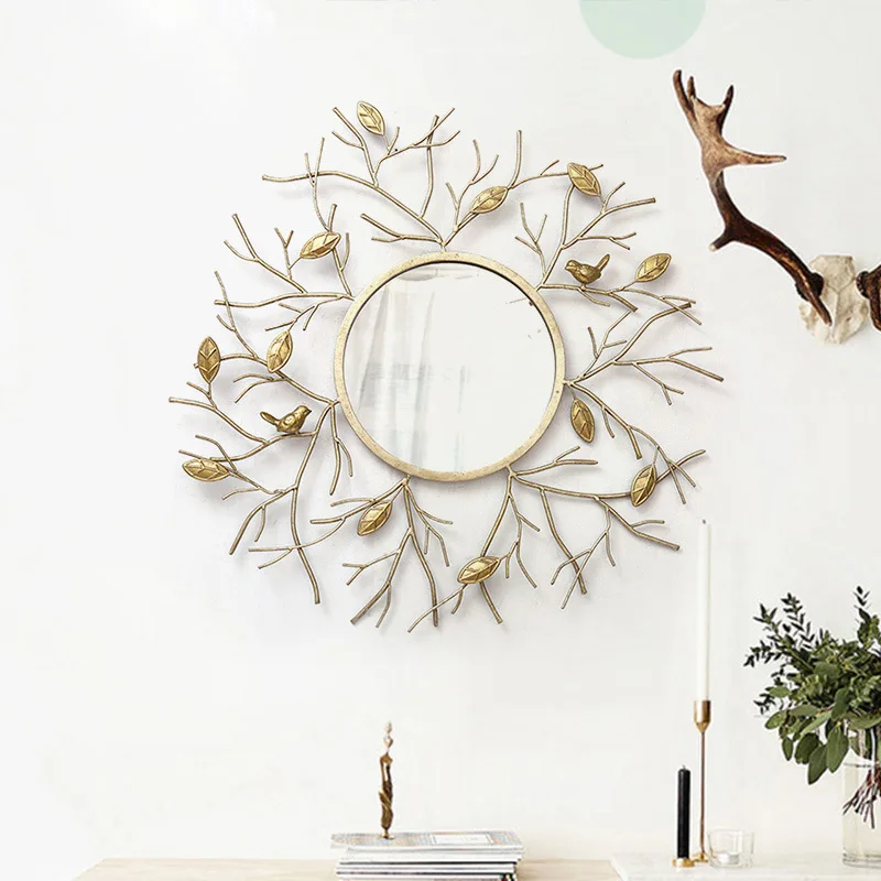 

Creative Home Decoration Wall Hanging Decorative Mirror European Three-dimensional Wrought Iron Sofa Background Wall Hanging