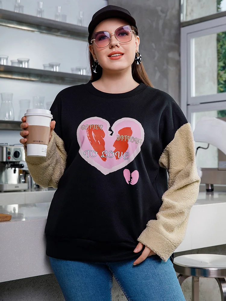 Толстовка TOLEEN Женская флисовая Модный свитшот большого размера худи одежда