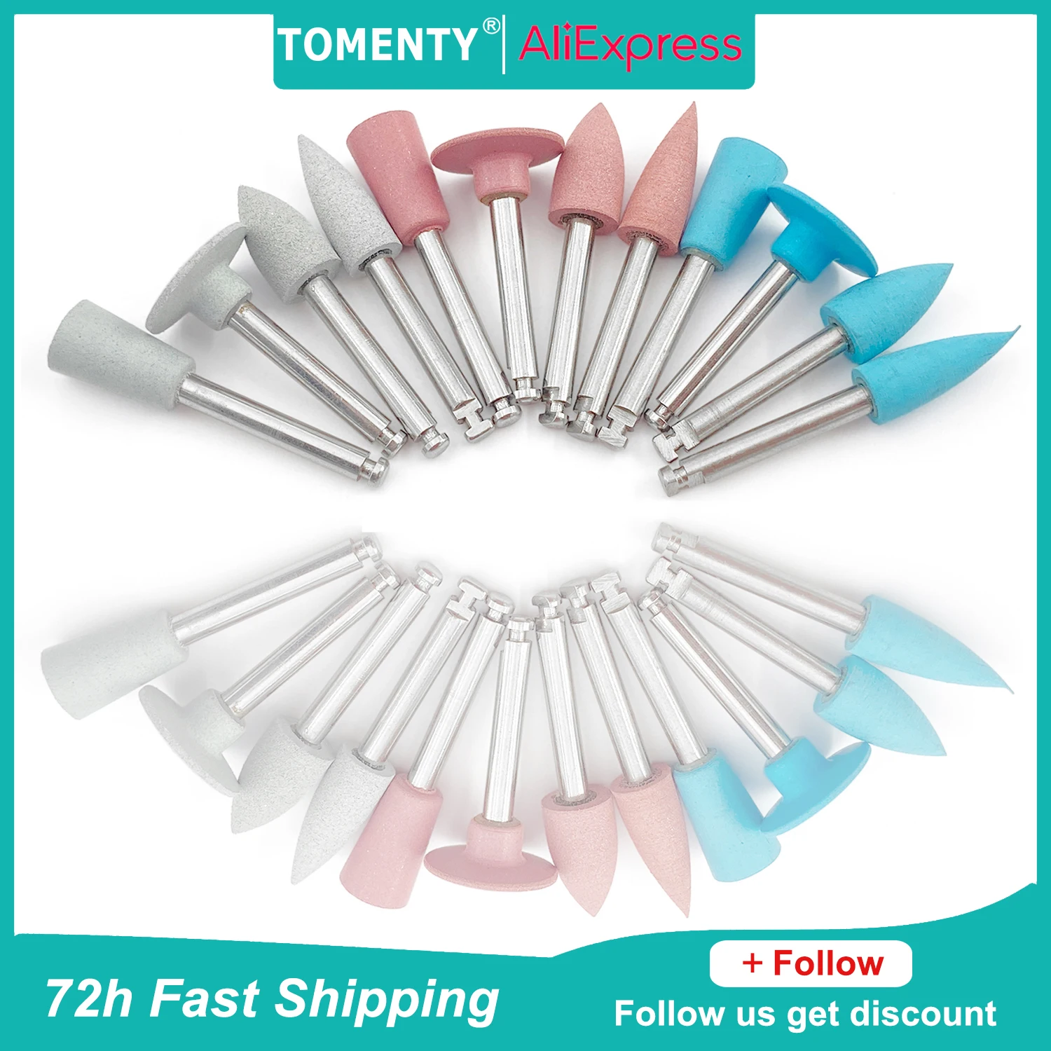 

6Pcs TOMENTY Dental Composite Polishing Tools Dental Lab Silicone Grinding Heads Teeth Polisher for Low-speed Machine Polishing