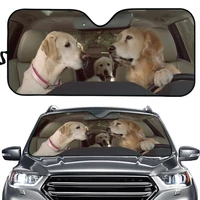 dog driver print car windshield sunshade reflector screen golden retriever family car sun visor front windshield car accessories