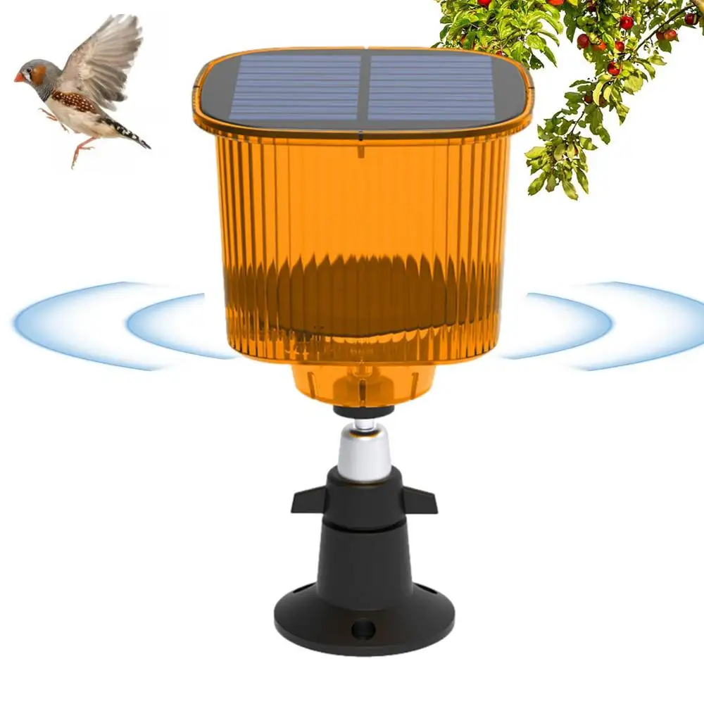 Solar Bird Repeller IP55 Sound Light Alarm Solar Ultrasonic Animal Repeller with 13 Sound Effects Outdoor for Protect Crops