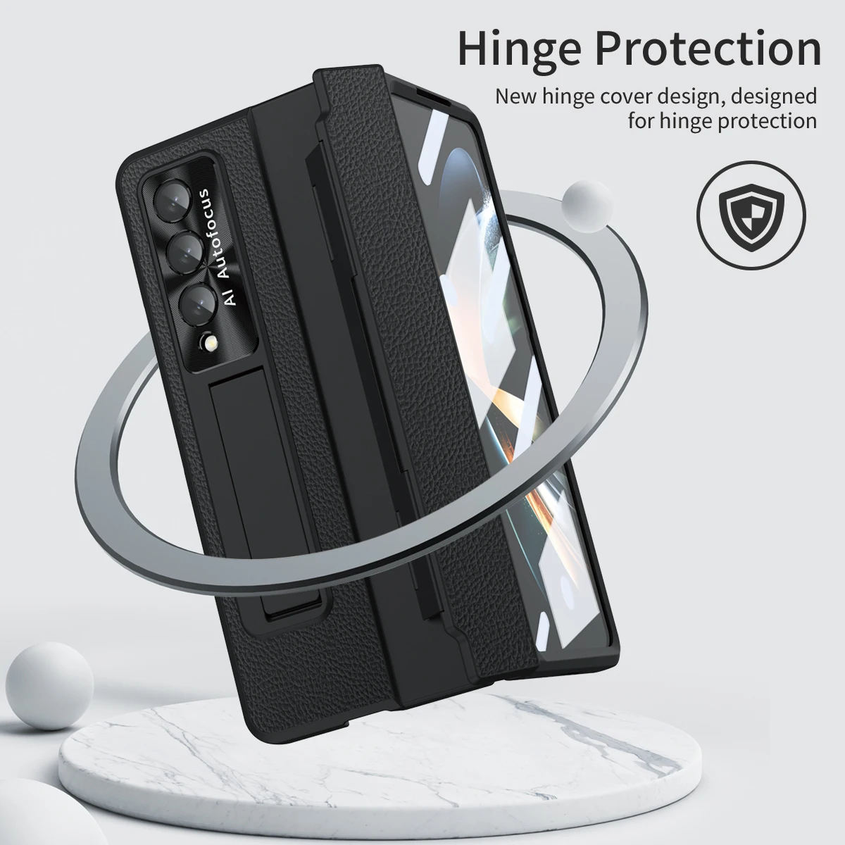 

Anti-Scratch Leather Phone Accessories Case for Samsung Galaxy Z Fold4 Fold 4 Fold3 Fold 3 Zfold4 Tempered Glass Film Cases