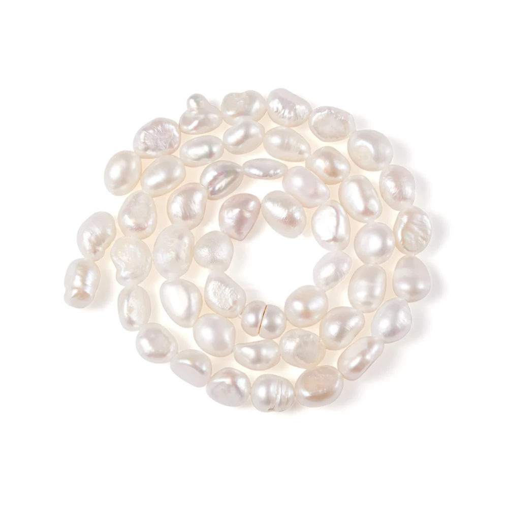 

Natural Cultured Freshwater Pearl Beads Strands Two Sides Polished White 6~10x5~7mm, Hole: 0.5mm; about 46~47pcs/strand