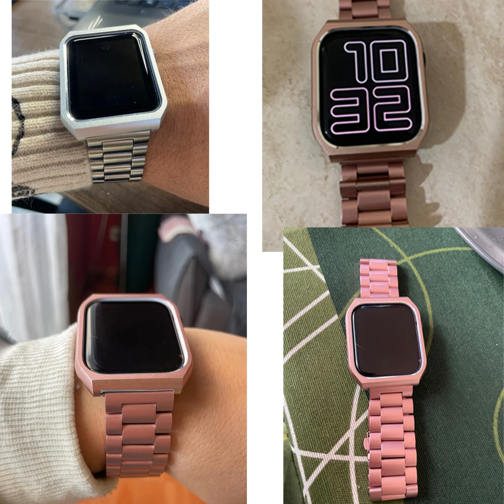Stainless Steel Strap+Case For Apple Watch Band 40mm 44mm Metal Bracelet Bumper Frame Cover for iWatch 6 SE 5 4 3 42mm 38mm 42mm