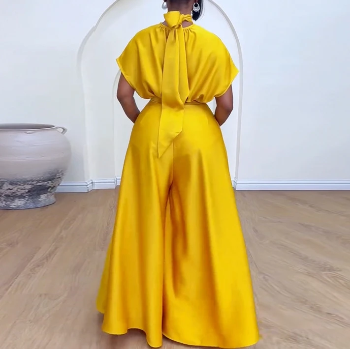 Женский костюм-двойка элегантный комплект с завязками и воротником-стойкой