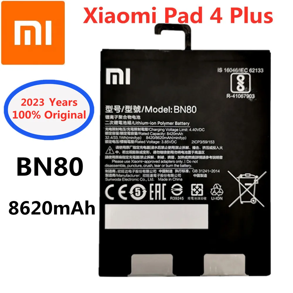 

2023 Years Xiaomi Original Tablet Battery For Xiaomi Pad 4 Plus Tablet MiPad4 Pad4 Plus BN80 High Capacity 8620mAh Batteries