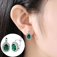 new 925 sterling silver woman fashion jewelry high quality emerald green crystal zircon hot selling princess earrings