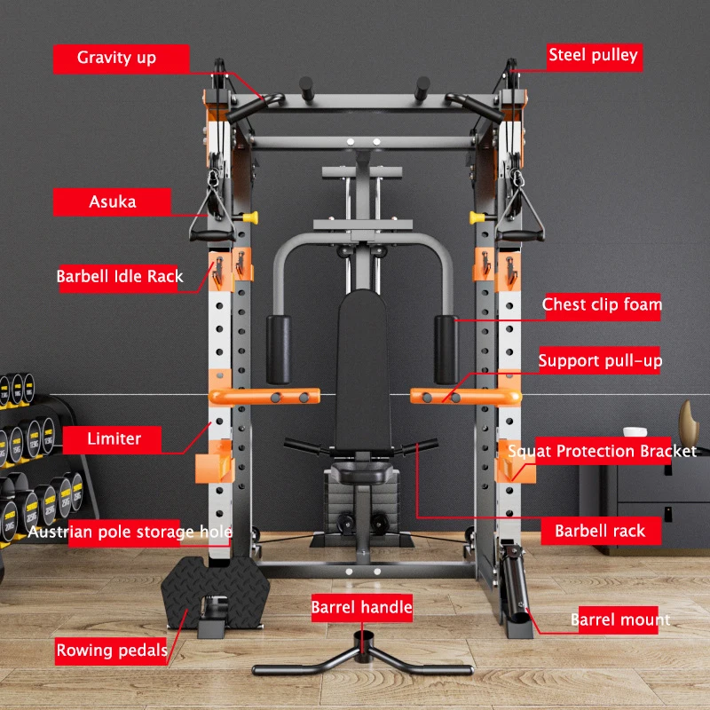 

Smith machine, comprehensive exercise, set combination, squat, strength training, weightlifting, large, fitness equipment, gym