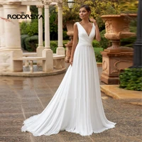 modest chiffon wedding dress custom v neck sleeveless a line chiffon pleats beach boho bridal gowns plus size custom made