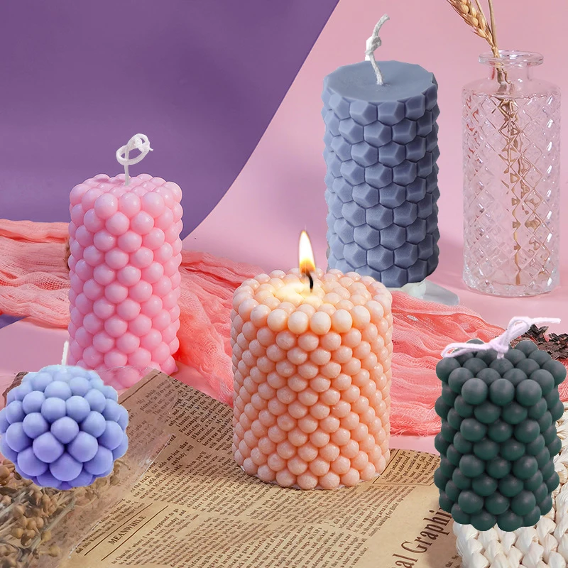 

Bubble Silicone Candle Making Mold Geometric Pillar Scented Candles Making Kit Handmade DIY Craft Tools Chocolate Cake Mould