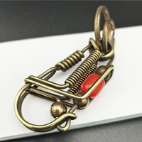brass handicraft key buckle hanging pendant retro red bead bronze trinket car keyring creative lovers gift small decoration