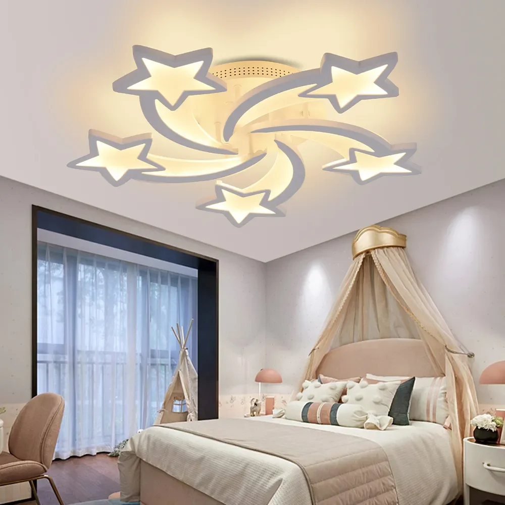 

IRALAN Led Chandelier Star Ceiling Chandelier Remote Control Pendant Lights Girl Boy Bedroom Study Ceiling Lamp Home Wall Decor