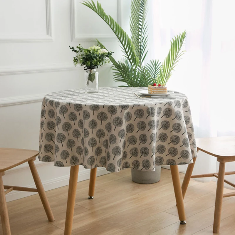 

Round Table Cloth Linen Cotton 150cm Diameter Nordic Table Cover Dining Party Coffee Dustproof Tablecloth Manteles Nappe