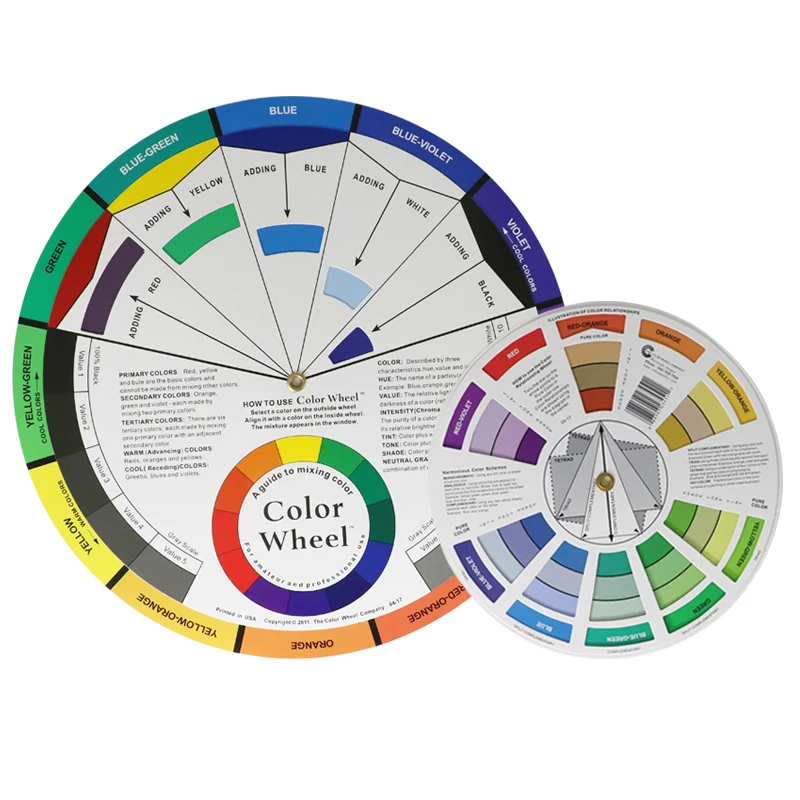 

12 Color Paper Card Wheel Three Tier Design Mix Guide Round Central Circle Rotates For Nails Microblading Tattoo Makeup Supplie