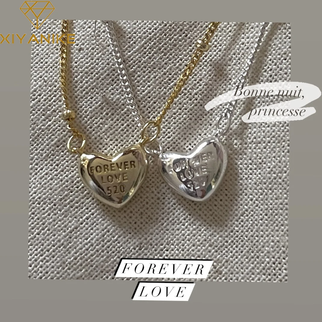 

XIYANIKE 2022 New Forever Love Heart Pendant Necklace For Women Girl Clavicle Chain Choker Fashion Jewelry Gift Party collier