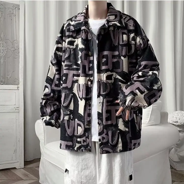 All Match Versatile Spring Autumn Fashion Men's Solid Casual Shirt Loose Pockets Letters Jacket Coat Cool Boy Soft Flower Warm
