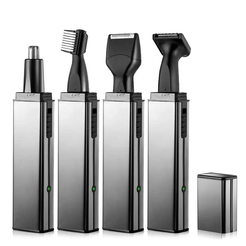 

rechargeable 4in1 nose ear hair trimmer for men electric beard stubble eyebrow trimmer for nose ear groomer kit USB