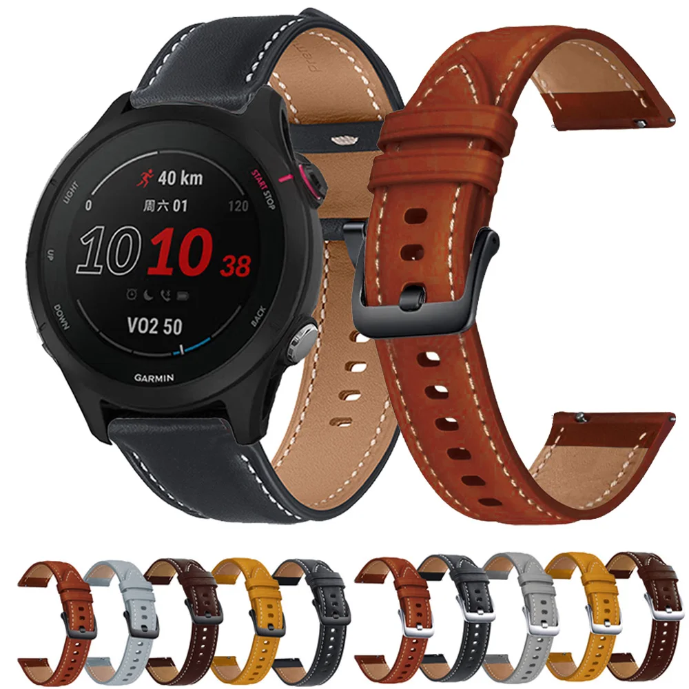 

For Garmin Forerunner 255 255m Music Venu 2 Vivoactive 4 Strap Genuine Leather Band 22mm Watch Band Bracelet Watchband Wristband