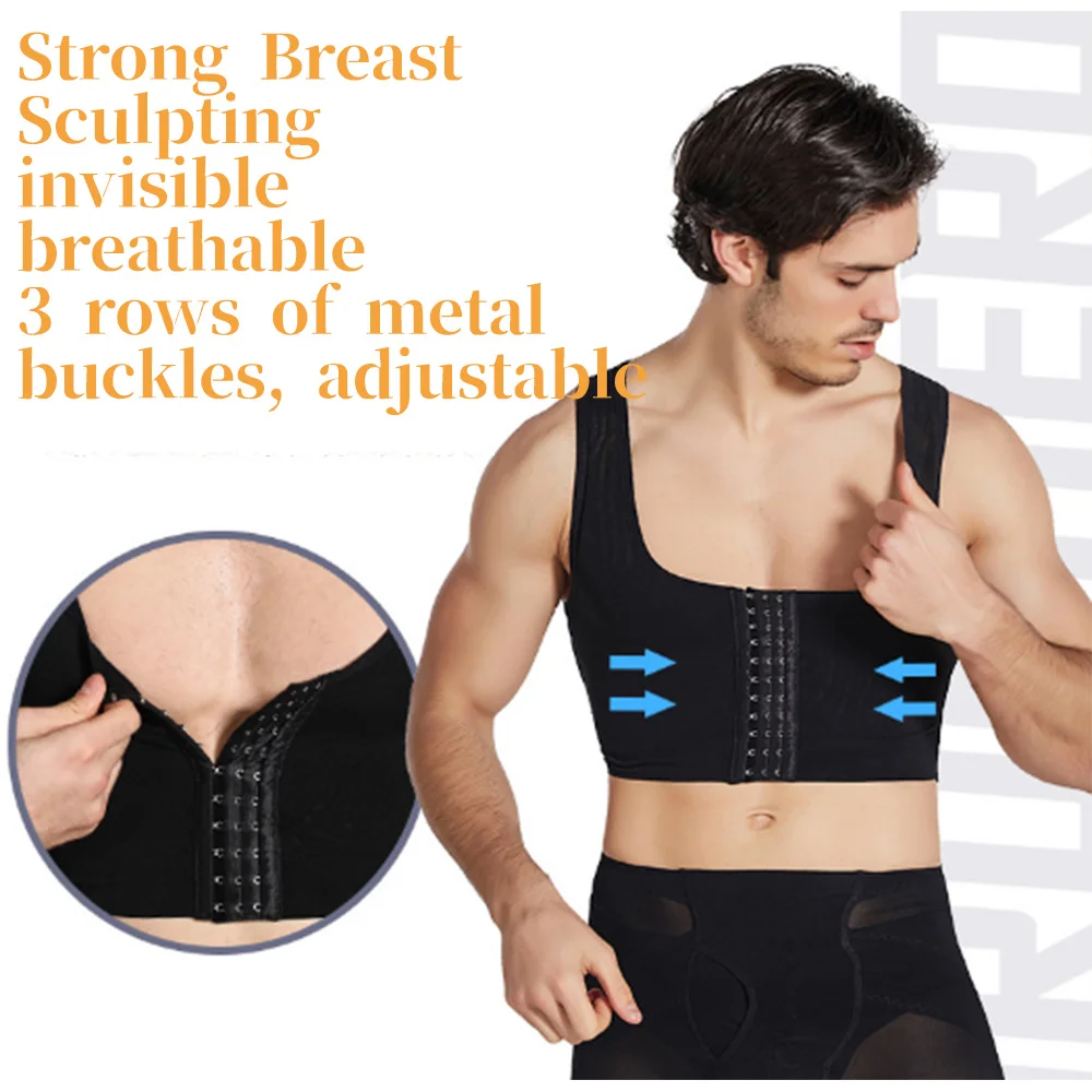 Men Gynecomastia Shaper Vest Slimming Chest Control Boobs Shapewear Firm Girdles Hook Corrector Compression Shirt Corset Tops