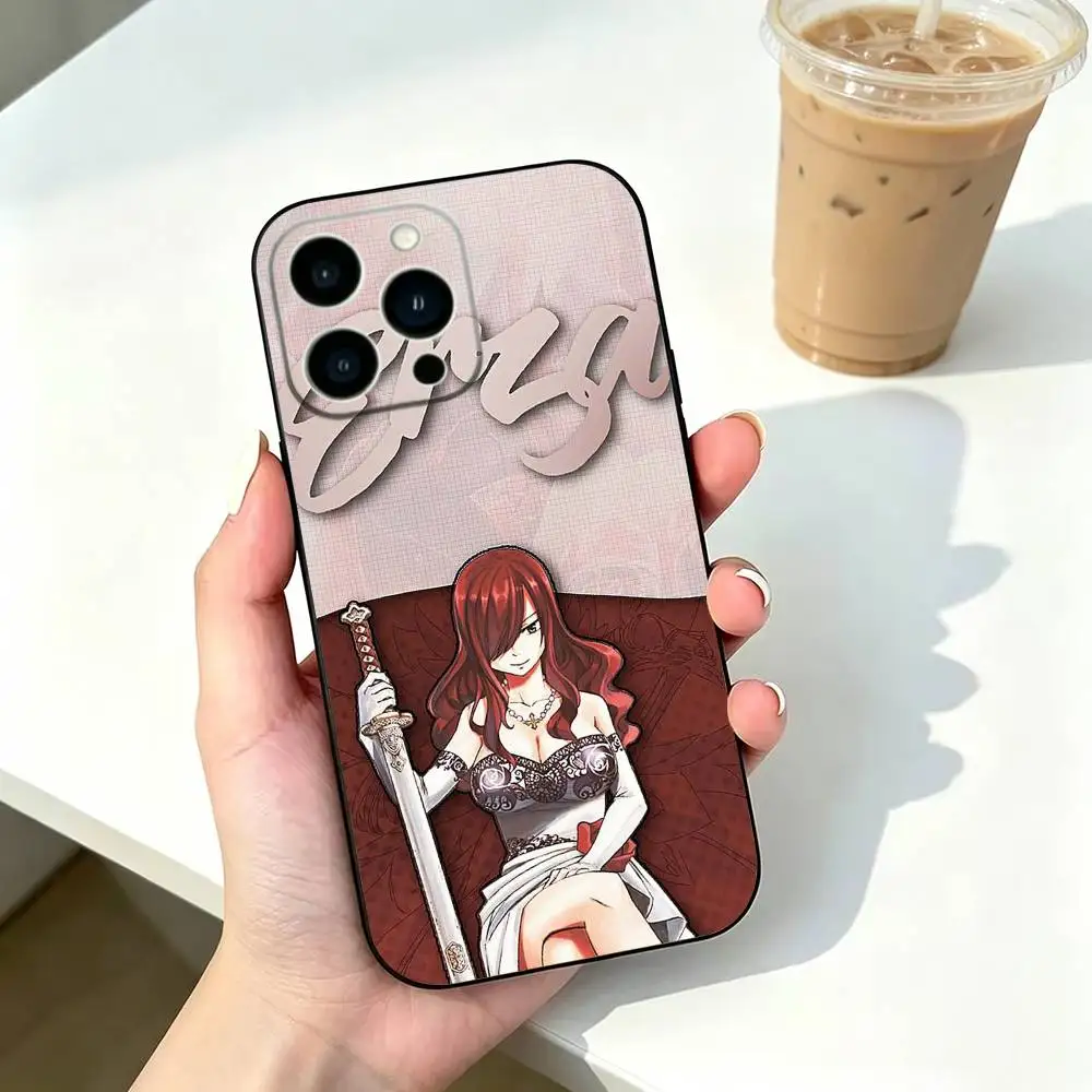 Фото Чехол для телефона Fairy Tail Erza A-Anime для iPhone 17, 16, 15, 14, 13, 12, 11 Plus, Pro Max и других моделей, мягкий черный чехол, подарок №3